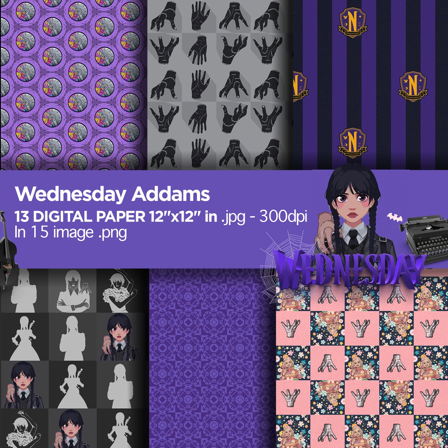 Wednesday Addams Digital Papers