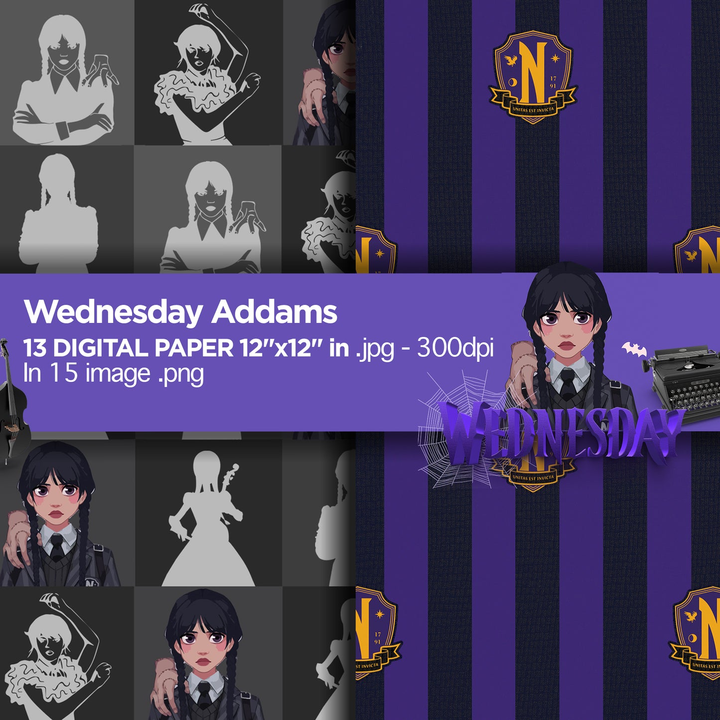 Wednesday Addams Digital Papers
