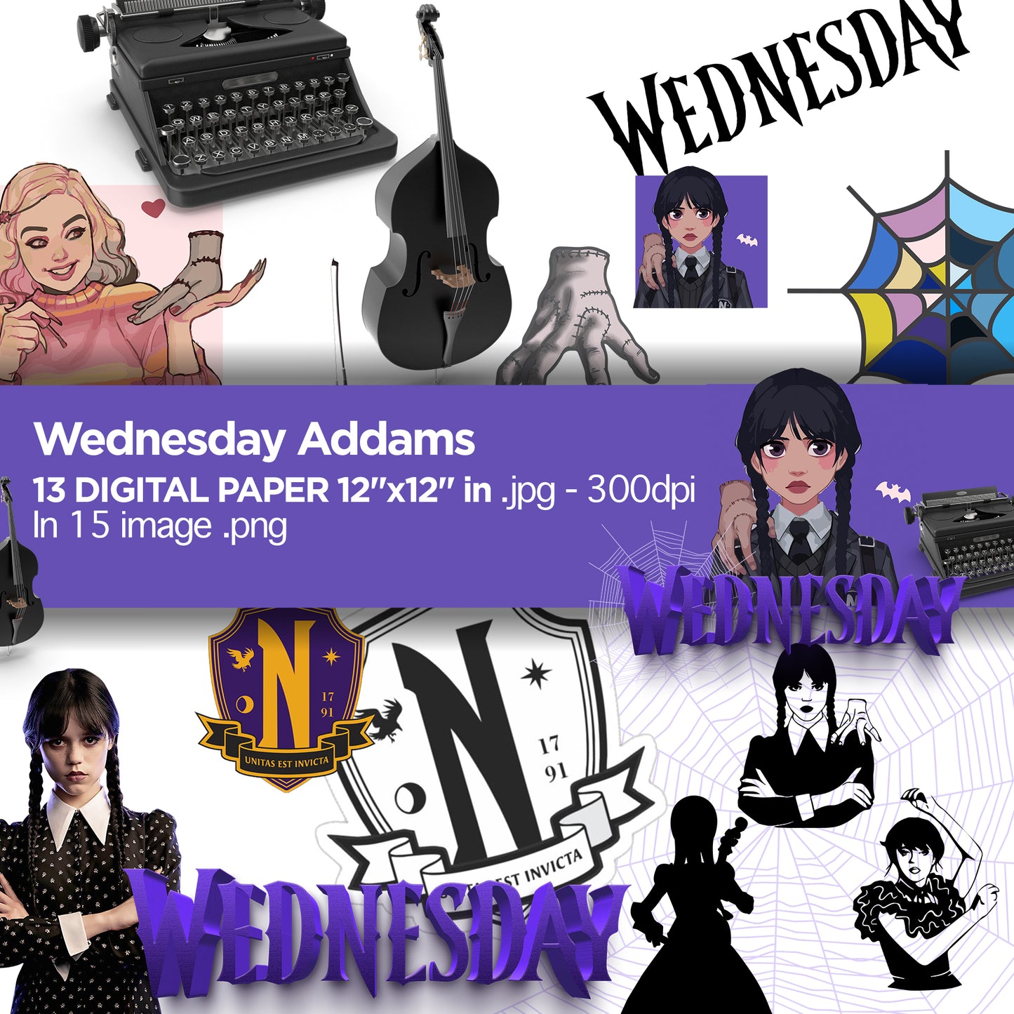 Wednesday Addams Digital Papers
