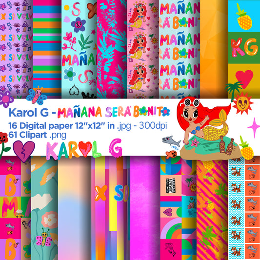 Mañana sera bonito Digital Papers, Karol G Backgrounds