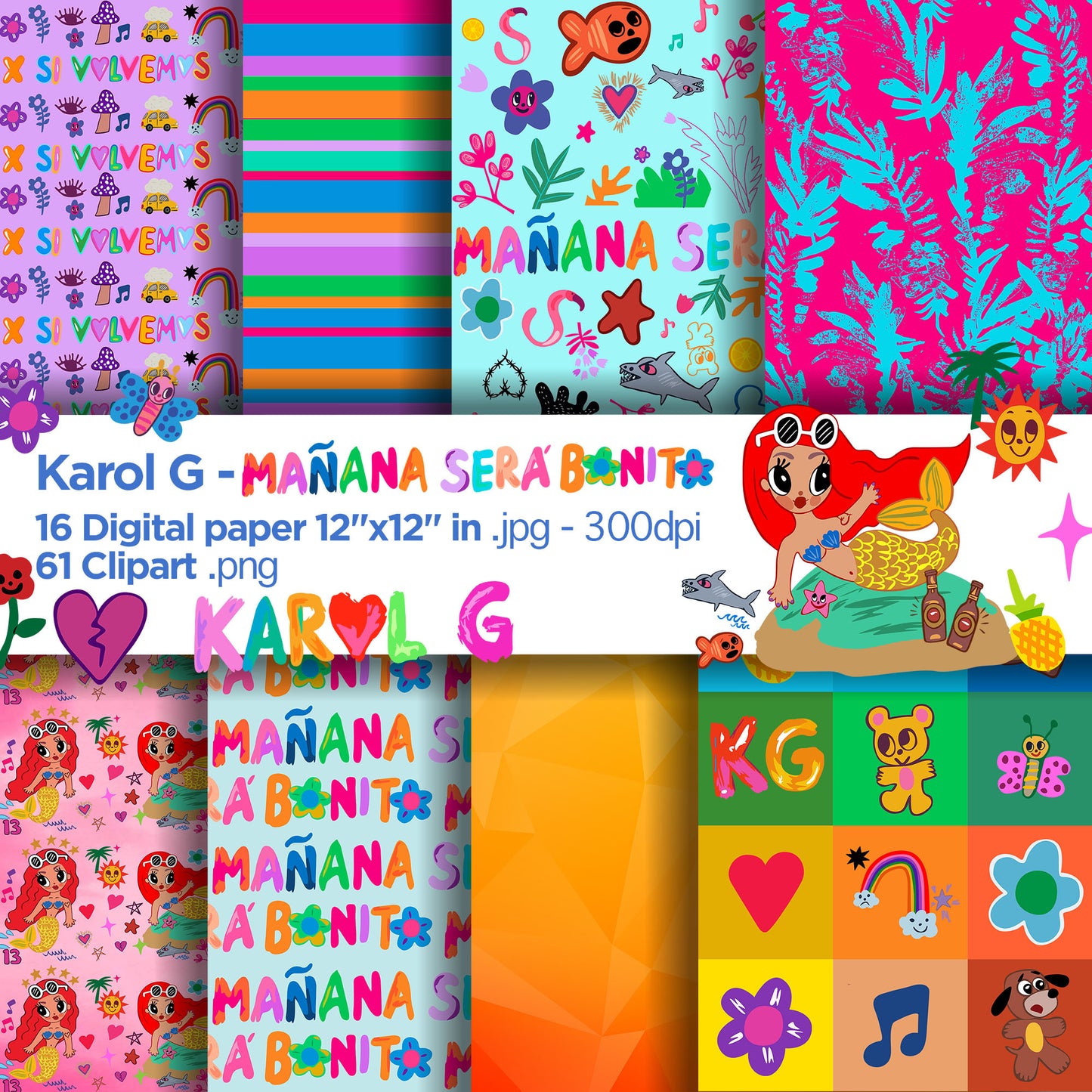 Mañana sera bonito Digital Papers, Karol G Backgrounds
