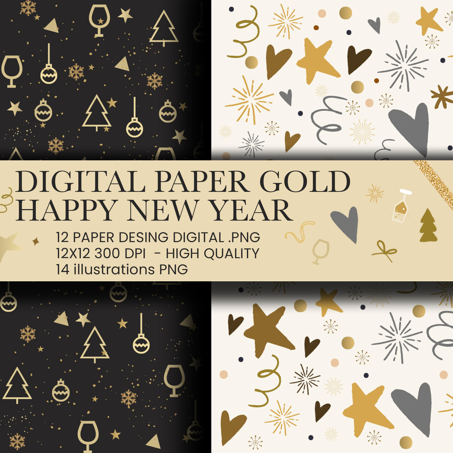 Happy new year Digital papers