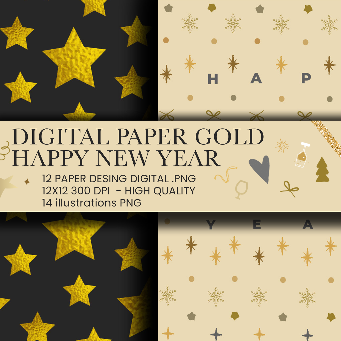 Happy new year Digital papers
