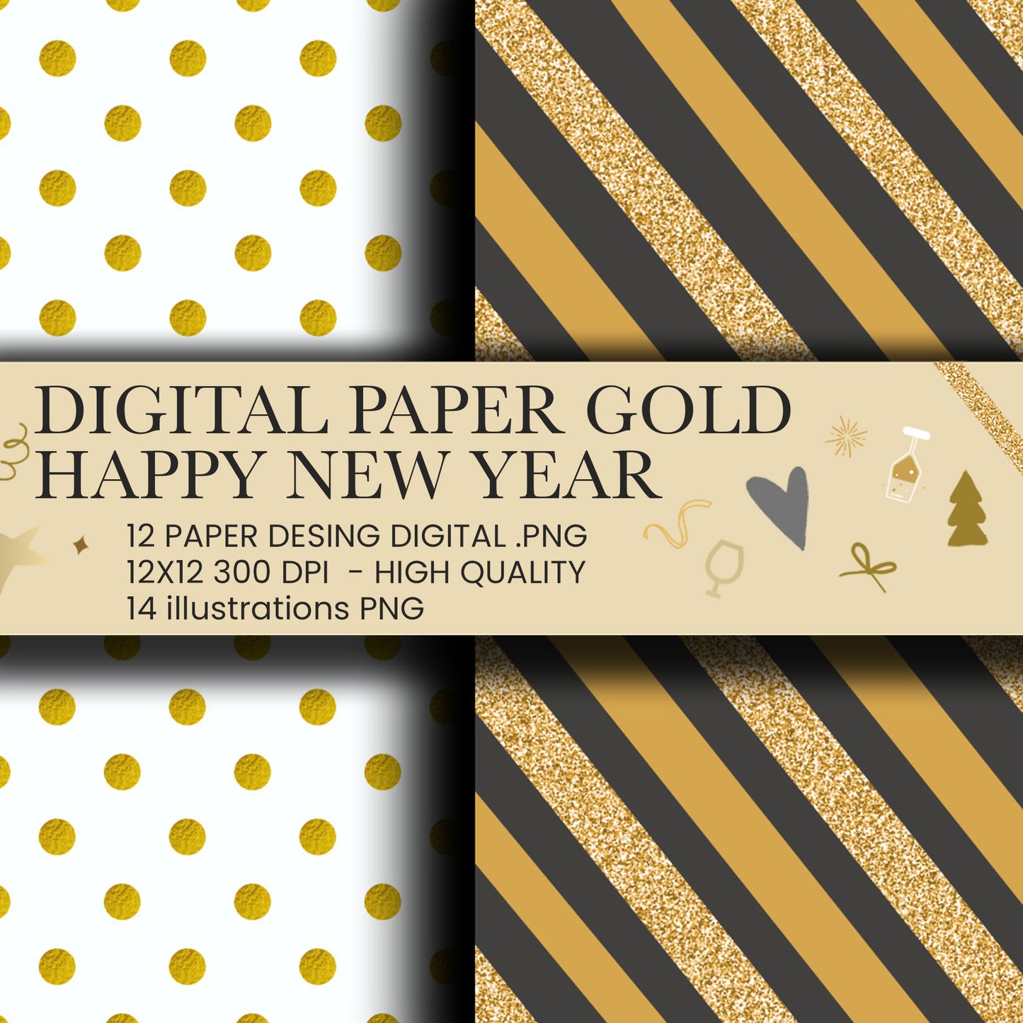 Happy new year Digital papers