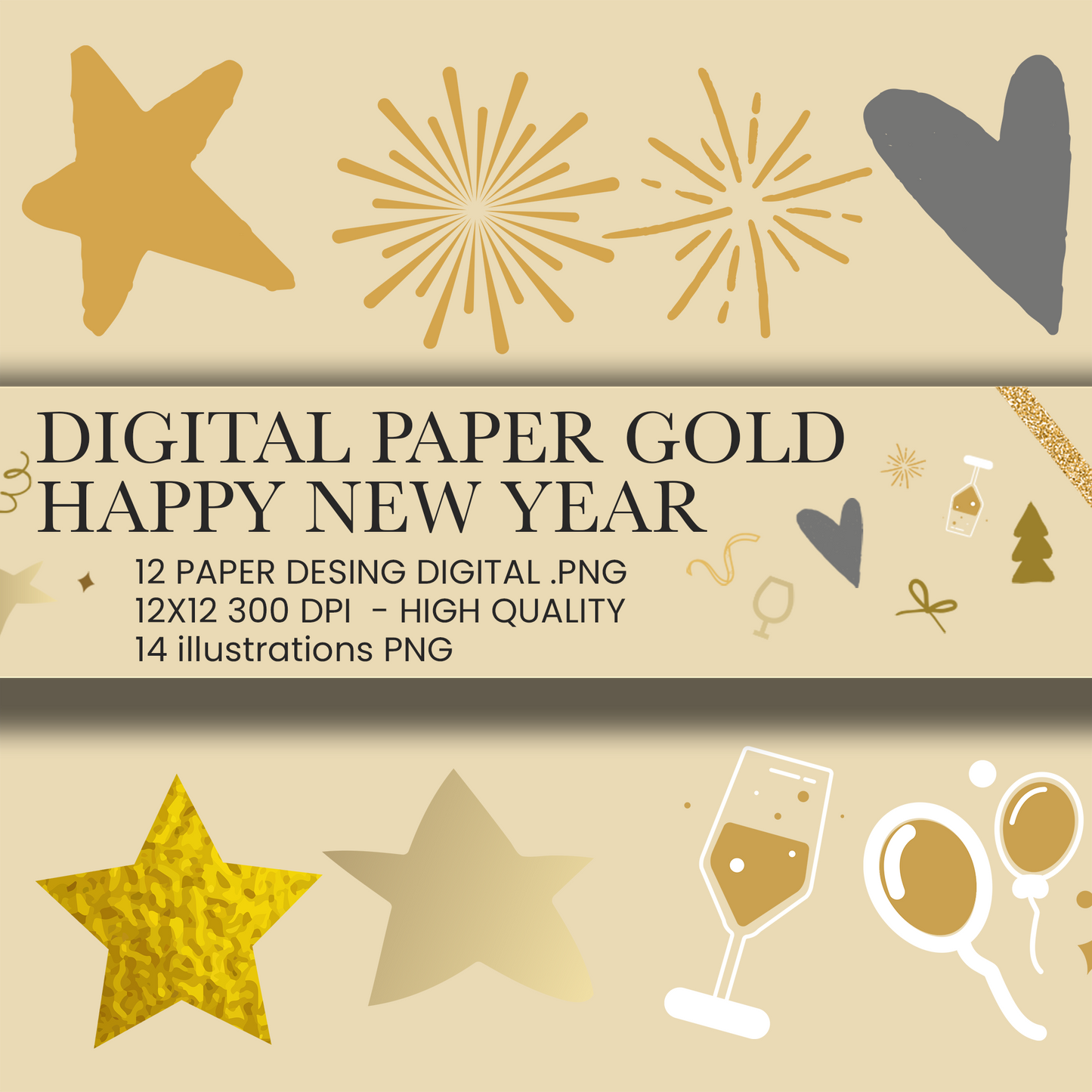 Happy new year Digital papers