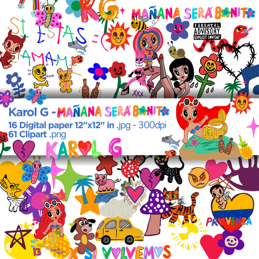 Mañana sera bonito Digital Papers, Karol G Backgrounds