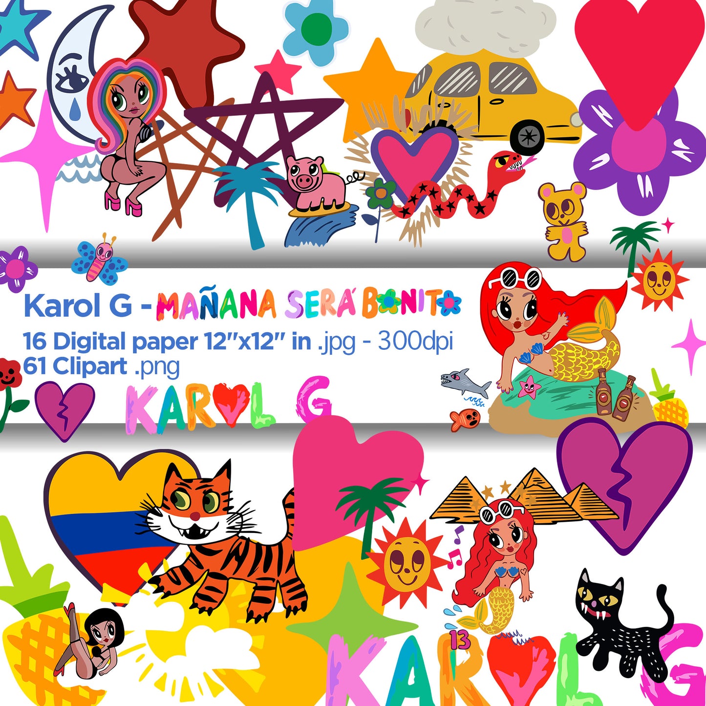 Mañana sera bonito Digital Papers, Karol G Backgrounds
