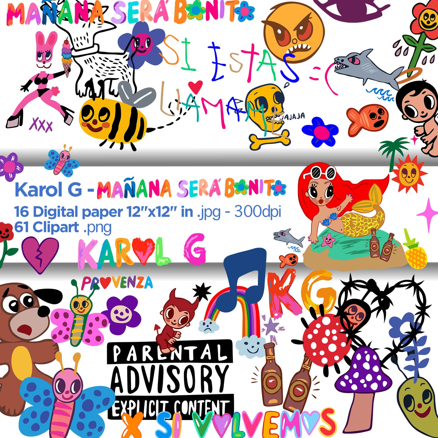 Mañana sera bonito Digital Papers, Karol G Backgrounds
