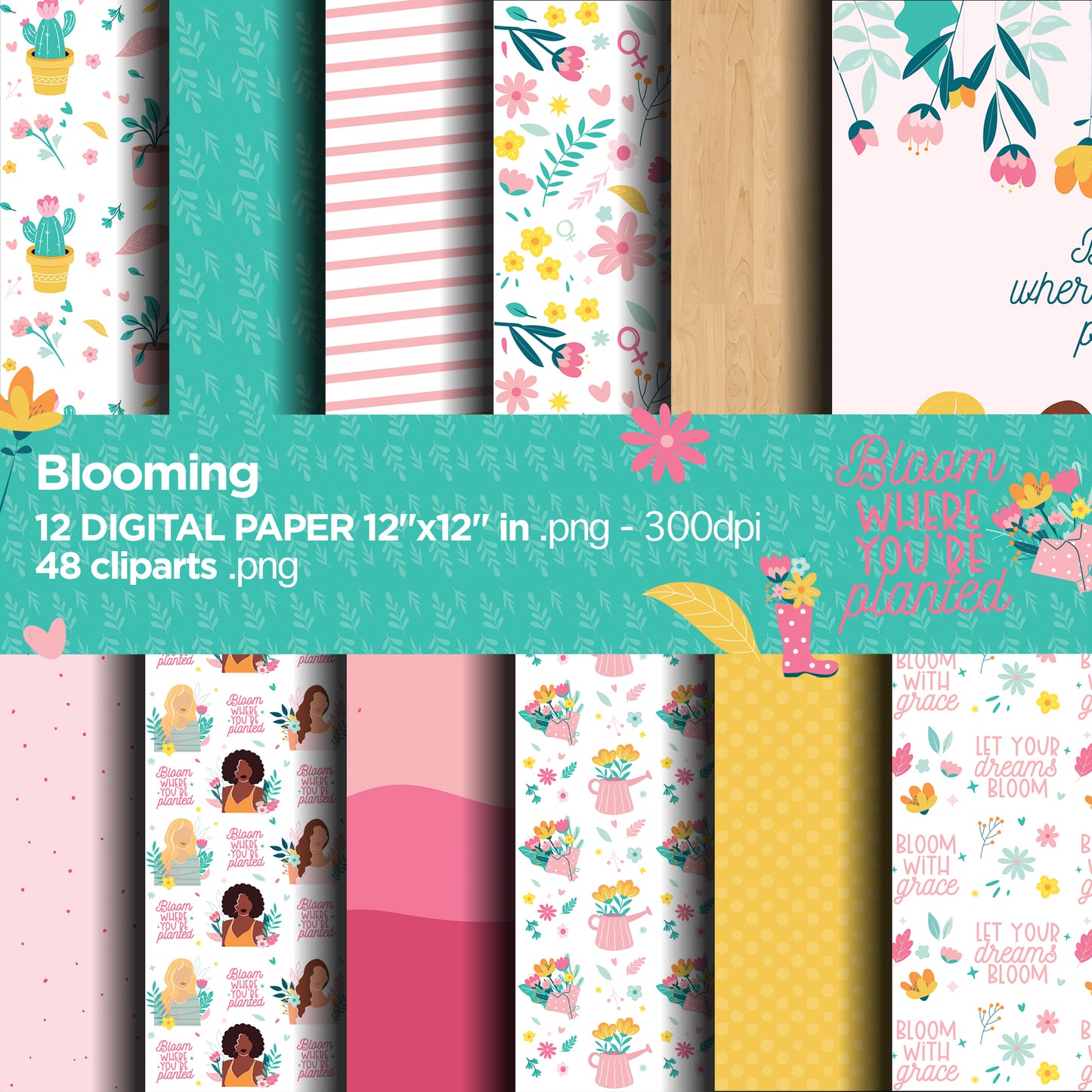 Blooming mom day Digital Papers