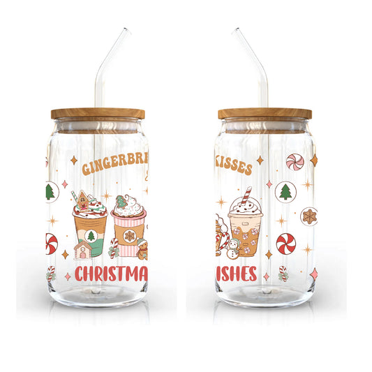 Christmas Glass Can Gingerbread Kisses