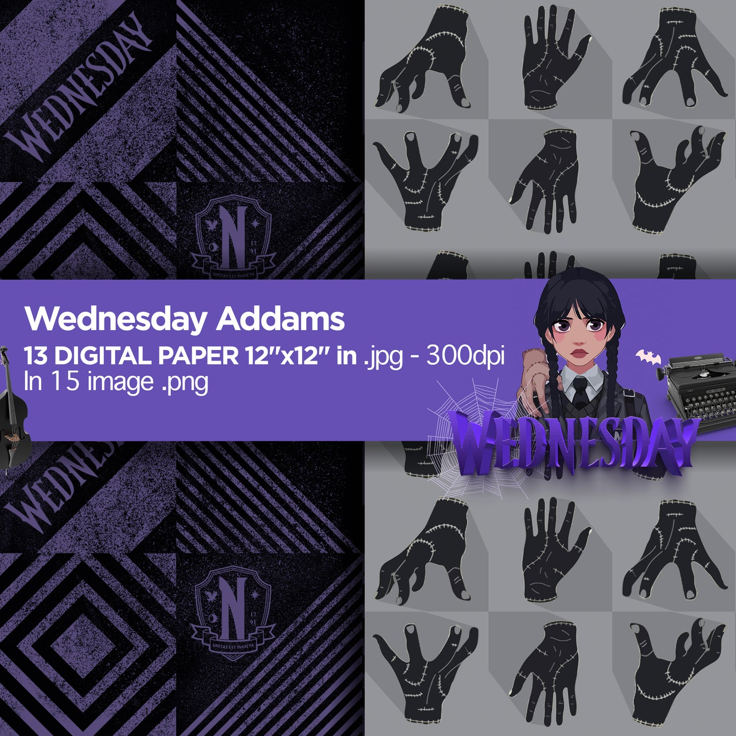 Wednesday Addams Digital Papers