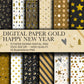 Digital Paper Gold, happy new year Digital Scrapbooking papers, Instant Download