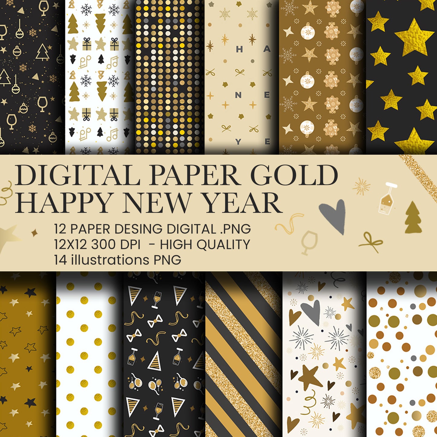 Happy new year Digital papers