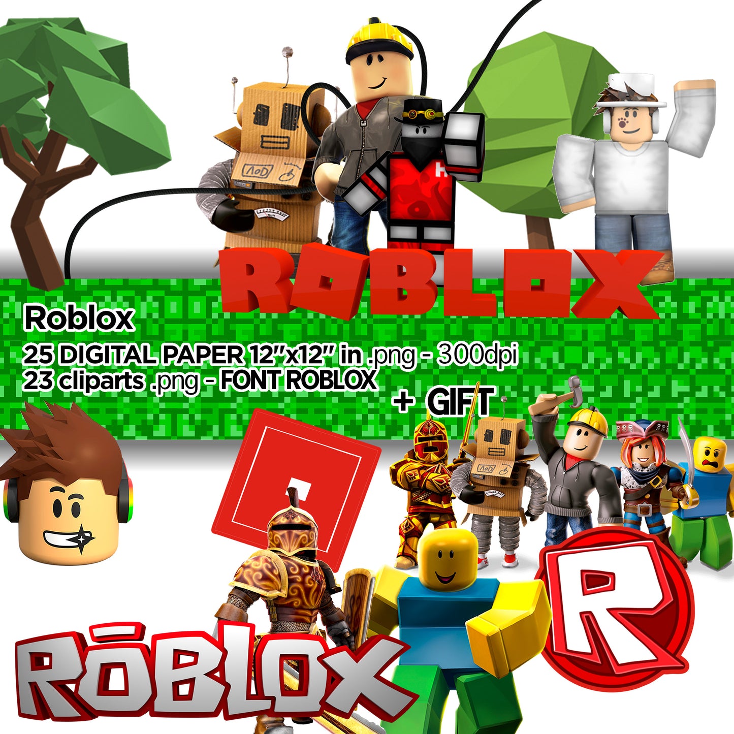 Printable Roblox Backdrop Digital File Template Instant Download
