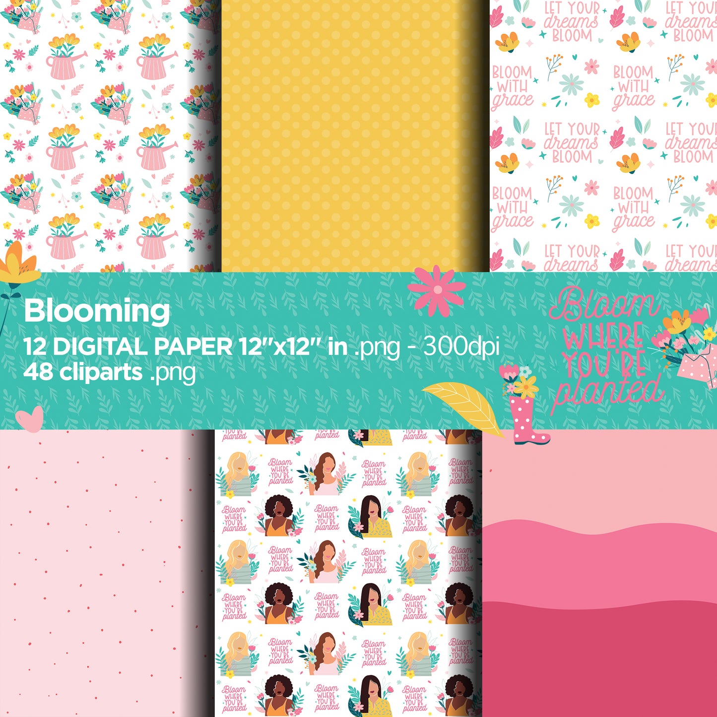 Blooming mom day Digital Papers