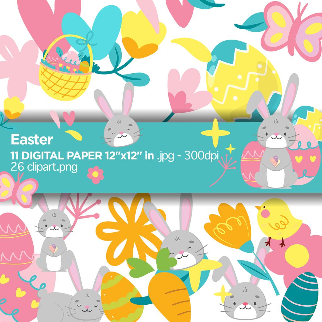 Archivo digital: Set de Cajitas + Papeles digitales e imagenes Easter