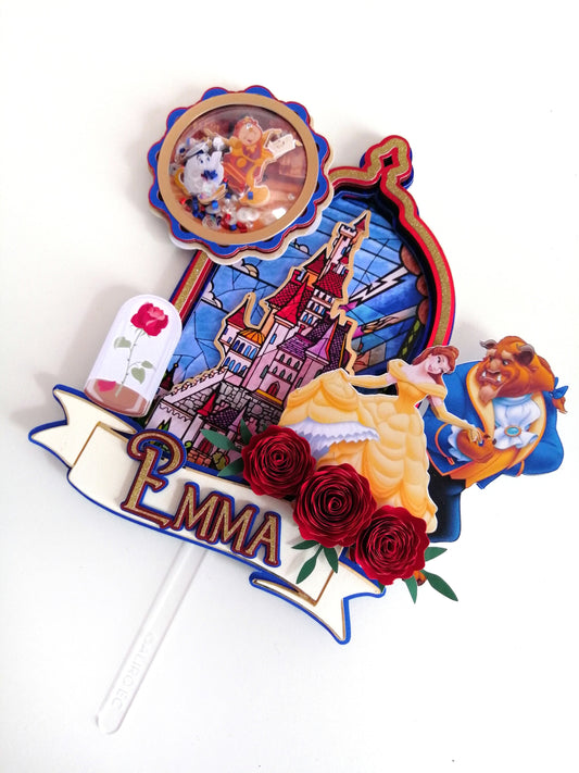 Beauty and the beast cake topper