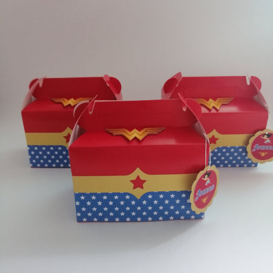 Wonder woman gable box, Wonder woman favor box, wonder woman party, Wonder women