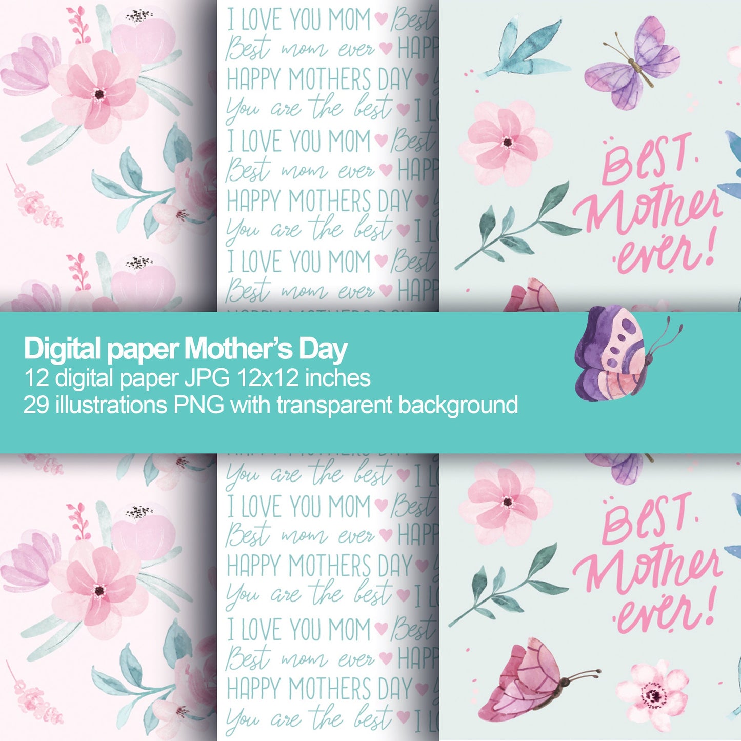 Mothers day digital paper